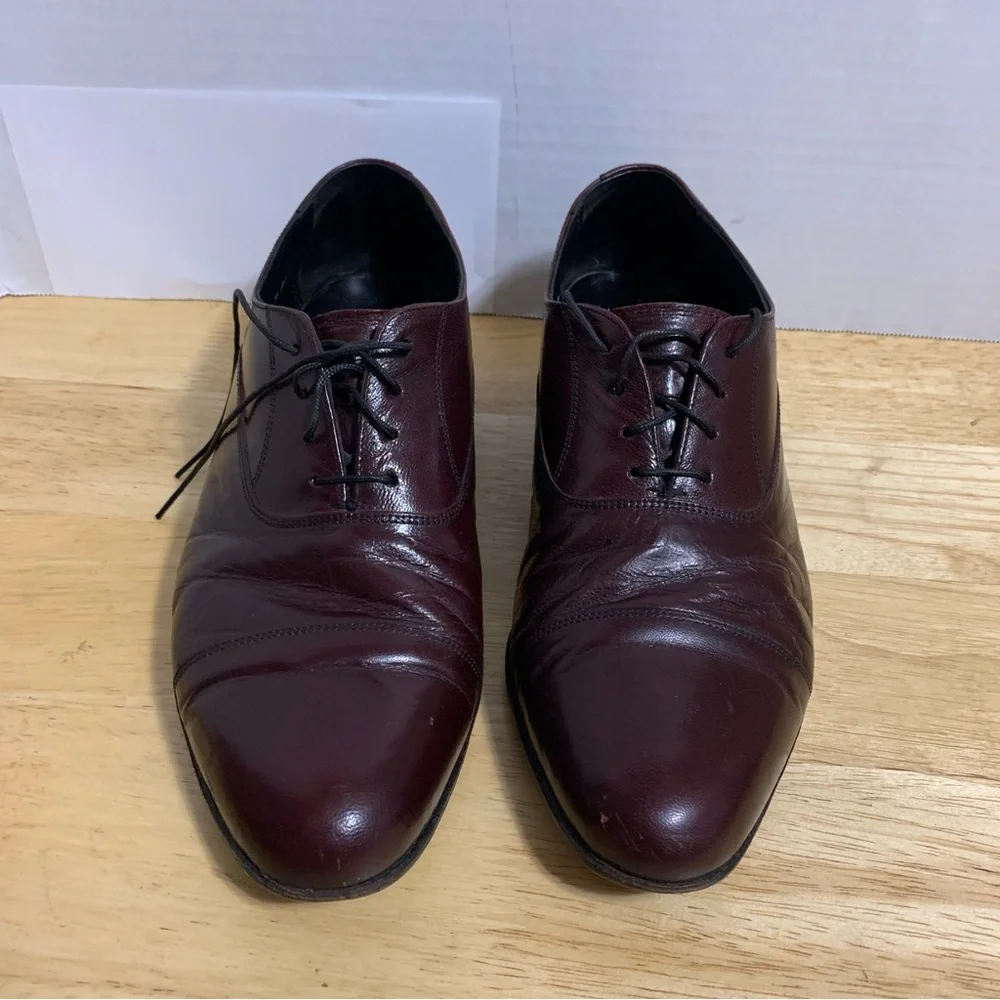 Florsheim Men Cap Toe Oxford Shoes Size‎ 9D Burgundy Red Lace Up Style 33357. - Picture 5 of 7